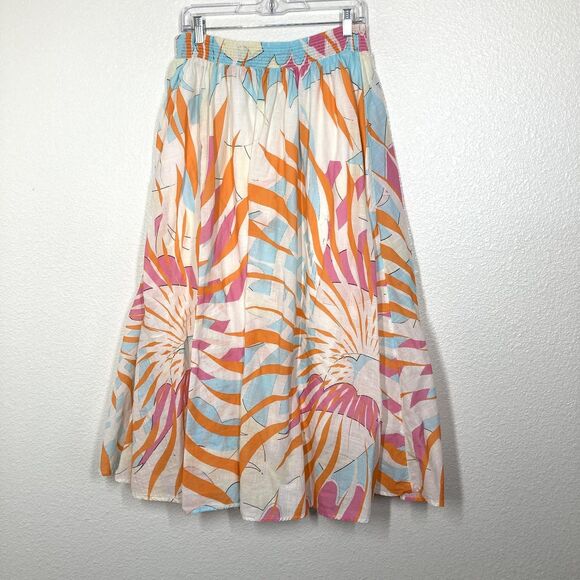 Maeve Anthropologie Skirt Womens Medium Abstract Midi Boho Lined Flowy Skirt - Picture 2 of 15